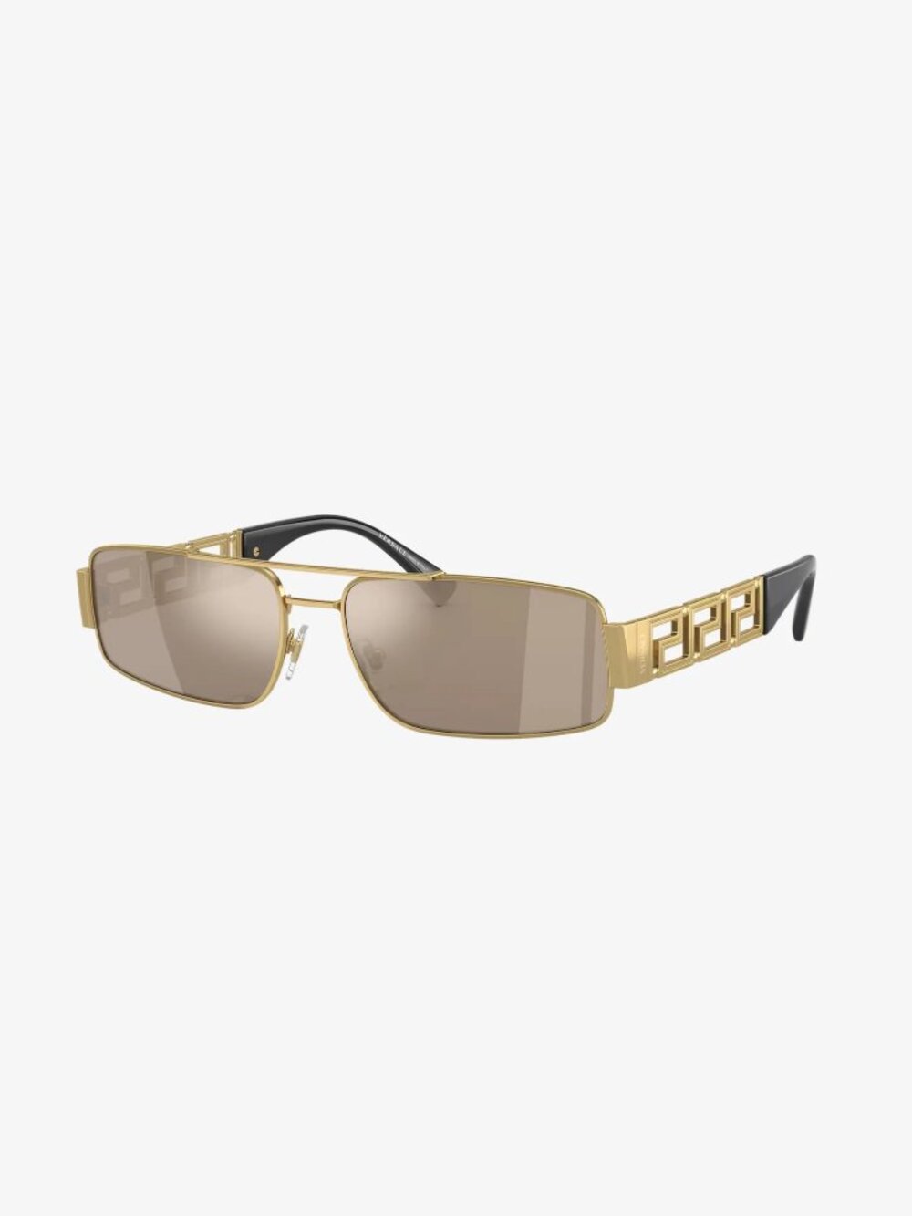 NEW VERSACE RECTANGULAR GOLD METAL SUNGLASSES LIGHT BROWN MIRROR VE2257 10025A